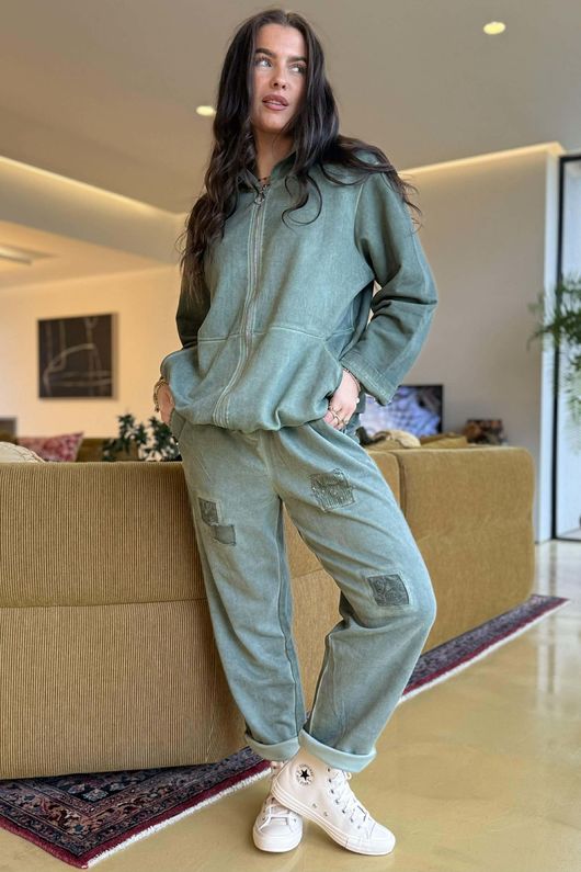 Anine Soft Touch Seam Pocket Hoodie Washed Khaki /5 